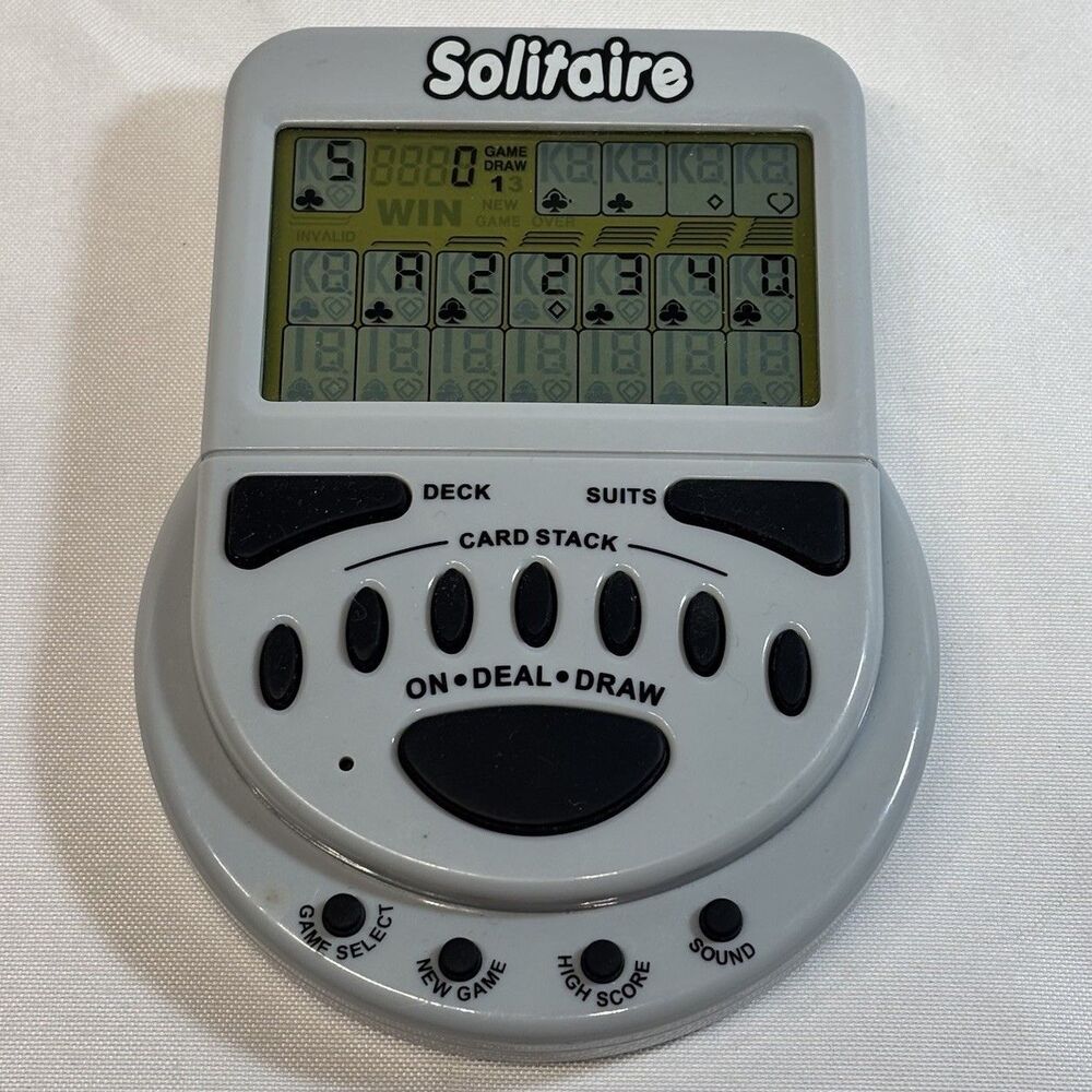 Big Mega Screen Solitaire 77803 Classic Electronic Handheld Game Works